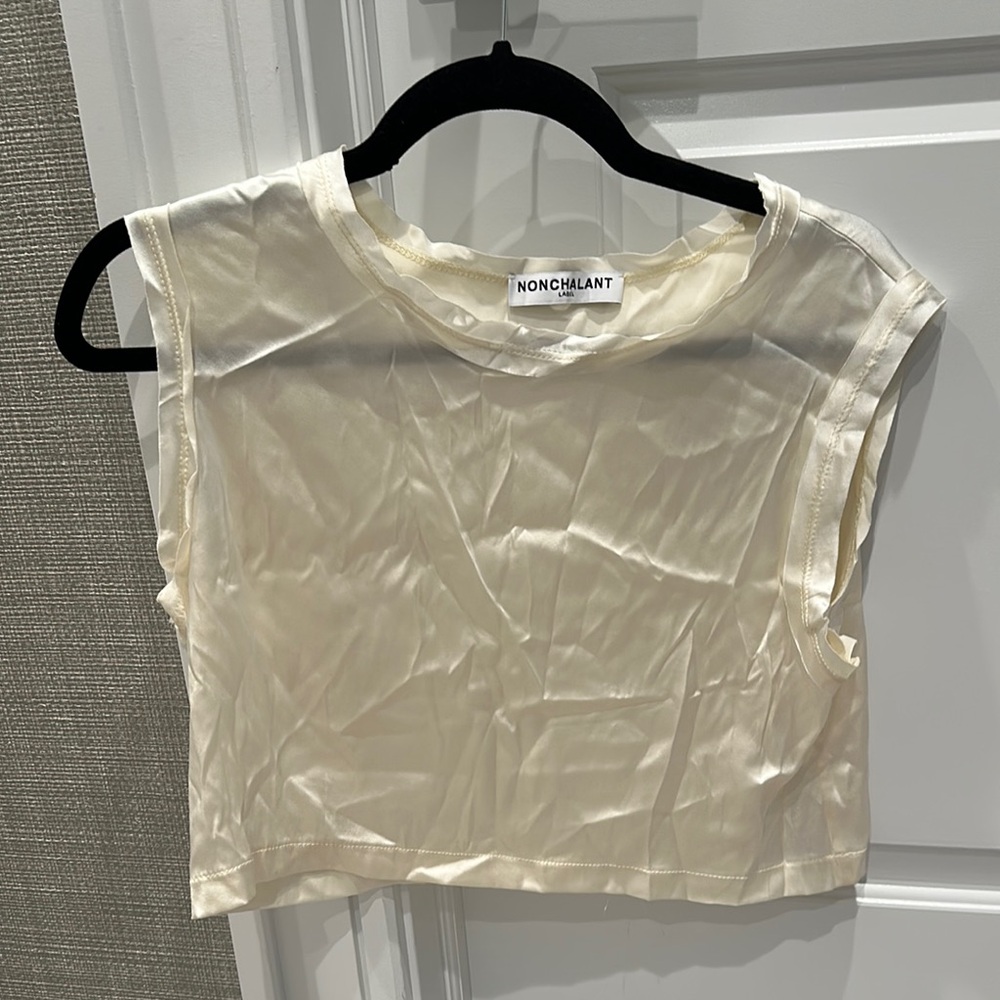 Nonchalant Cream Sleeveless Women's Top